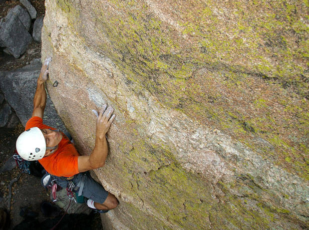 The ever smooth Masaki floats up Recovery Room. Kind of a weird crux on this one (especially if you're short), but the rest is good 9ish/10ish face climbing. PHOTO BY HILLARY DAVIS.