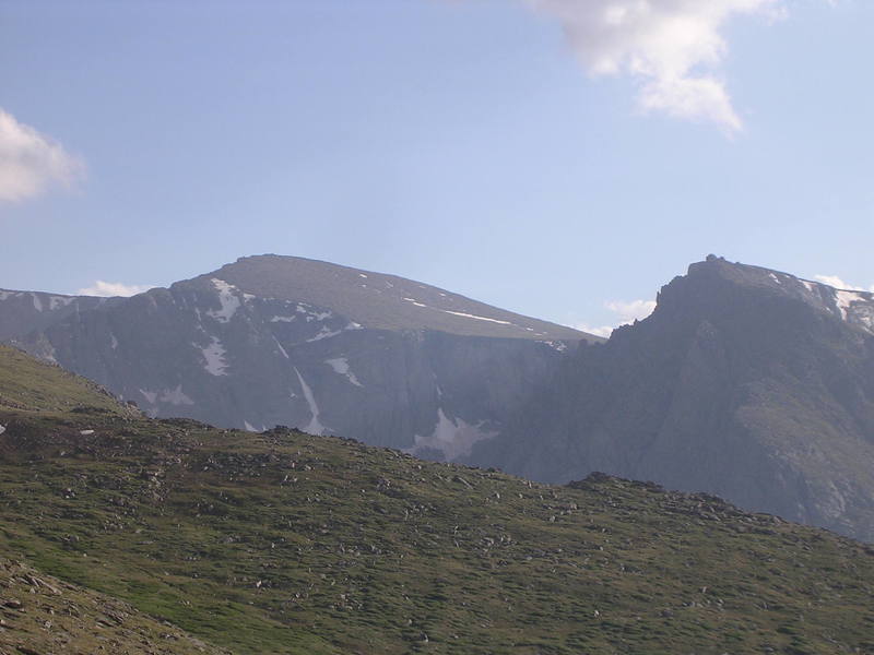 The Black Wall from the Mt Evans Tollroad. Road Warrior is faintly visible