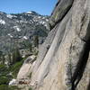 Brad on the slash.  A good view of the entire climb.  Photo by Joe LaBarbera.<br>
