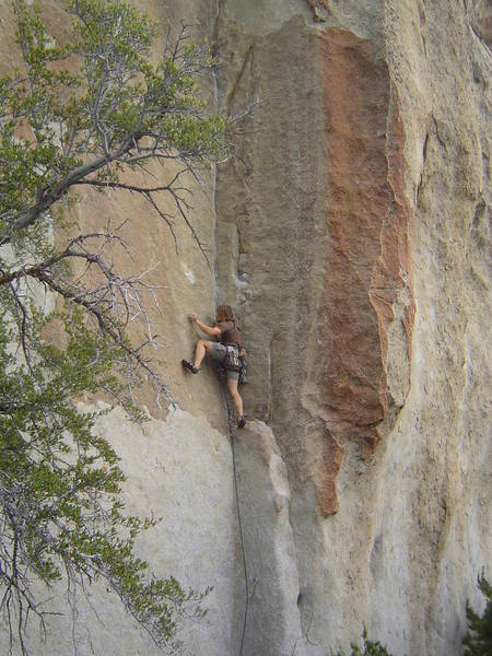 Chris Garner, heading up the Well-named "Terror in Tiny Town" a 5.11 thin-seam classic on the Buzzard's Perch