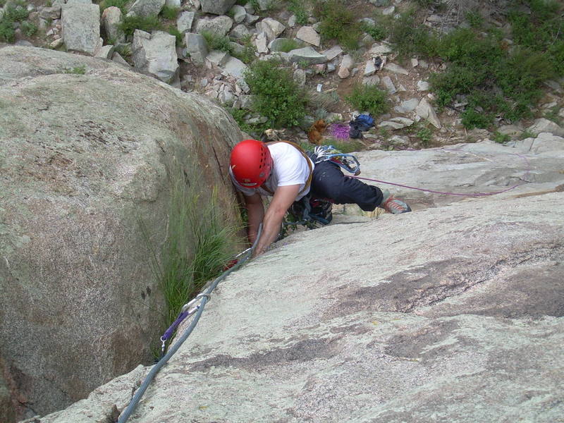 Tim Judkins getting into the vegetation.