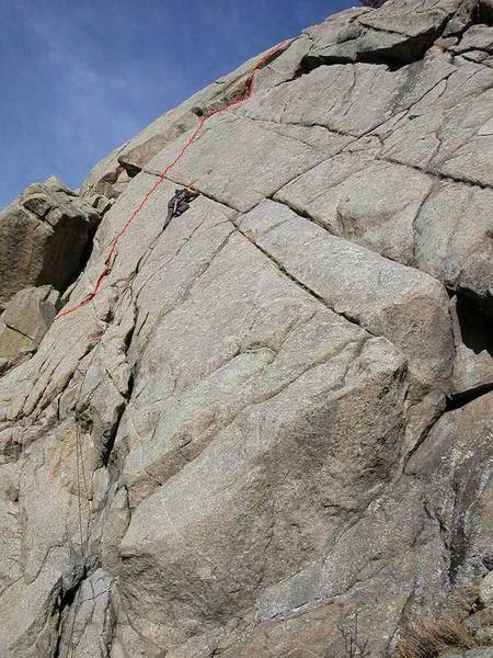 East of the Sun (in red), Gary Schmidt on East Slab. Photo originally uploaded by Gary Schmidt.