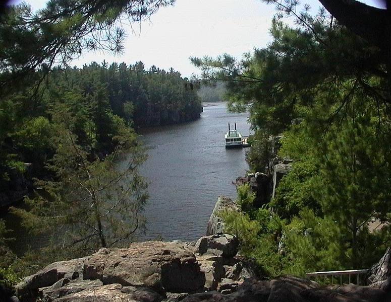 View of the St. Croix River from the top of Angle Rock within Interstate Park.