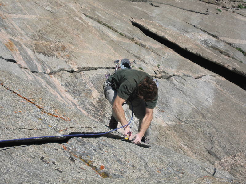 Eric Johnson pulling the roof on P3. Splitter, fresh granite.
