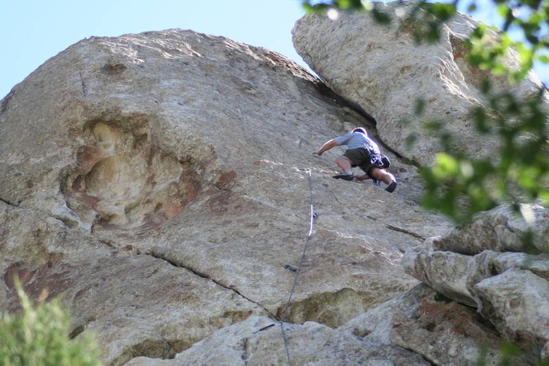 Dalon working the upper slab section where its possible to skip a bolt if you wish or don't have enough draws?