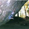 Bouldering in cave, Southern Illinois, Jackson Falls.