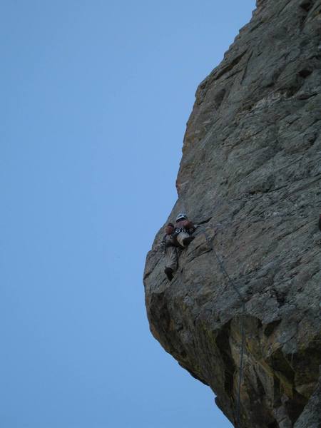 About a third of the way up the Box Car Arete.
