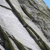 Preparing for pitch 4 (5.10+) of Spook Book.  This is a long pitch.