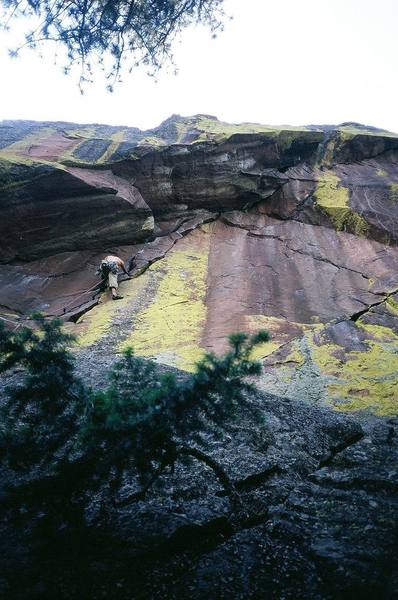 Jason Haas on the first half of 'Death and Transfiguration' (5.11) on the Green Mountain Pinnacle in the Flatirons of Boulder Colorado.