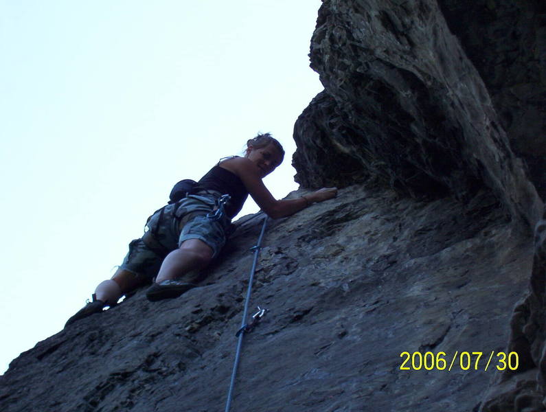 My wife Emily climbing Drilling in the dark.