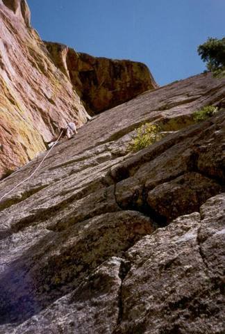 Tony Bubb on pitch 3 of Perversion, showing the "Vulcans Don't Lie" roof.