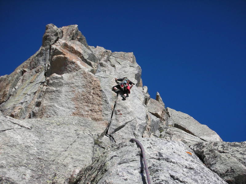 Pitch #7 with arete climbing, hand and finger cracks at its best