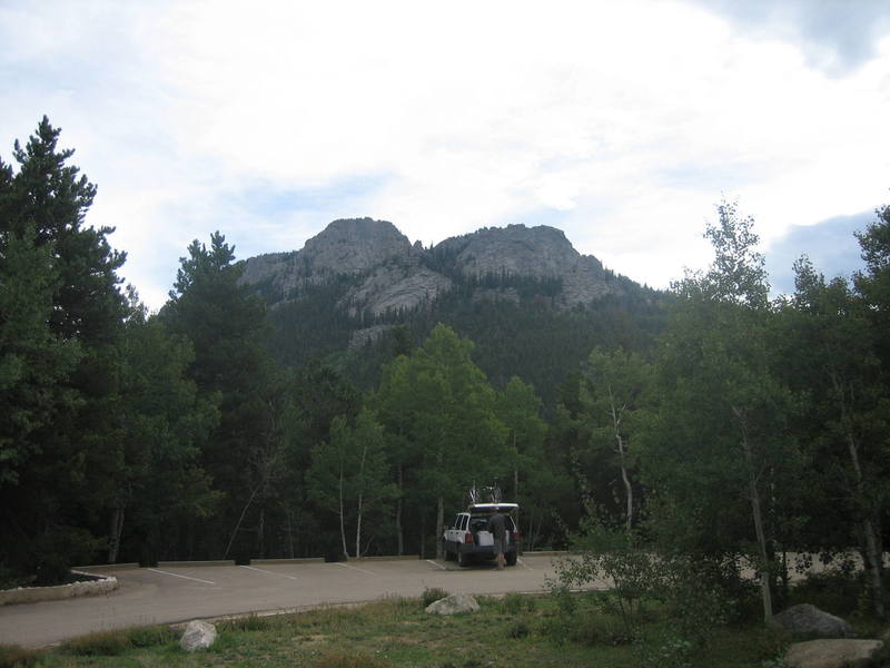 Gearing up in the parking lot with the First and Second Buttresses in the background.