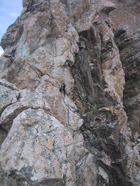 Dougald MacDonald, on the fourth pitch, above the first tower.