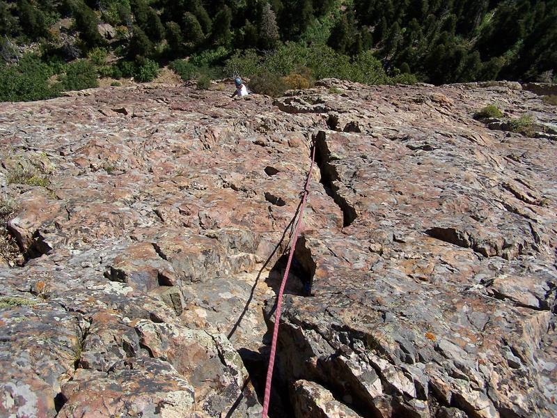 A view of the fist crack from the top of the wall.
