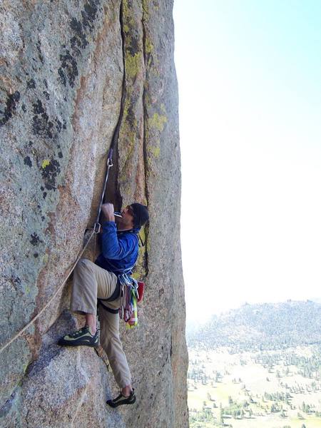 Rob leading the crux pitch....
