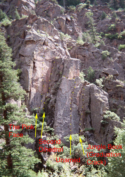 East side climbs of No Name Canyon.