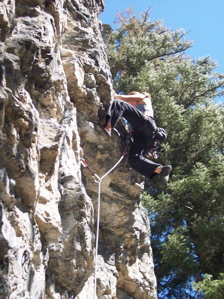 Brittany pulling the roof on this climb