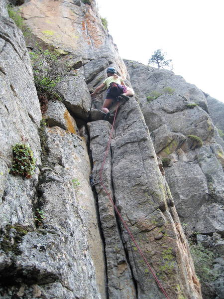 Marga Powell at the top of the 5.9 crack start.