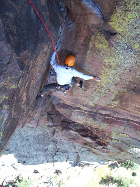 Bart Calkins on the crux pitch.