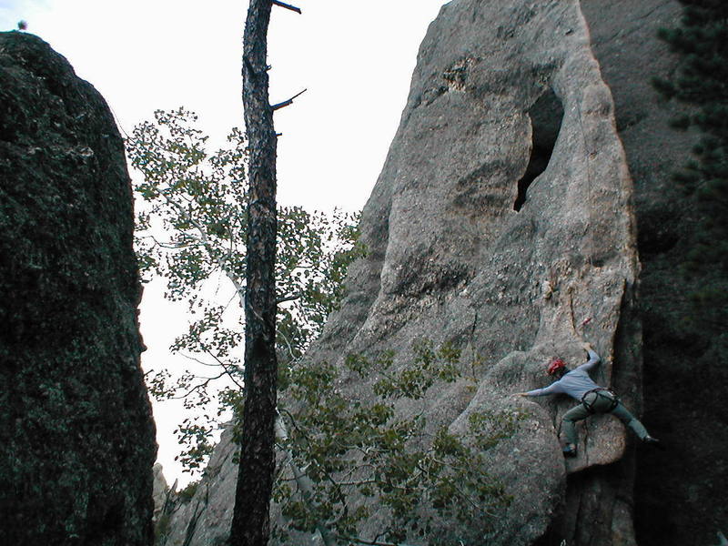 Bottom to top. Erin = photo; Scott = climb.