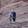 Joanne and me on the descent of Black Orpheus, Red Rock