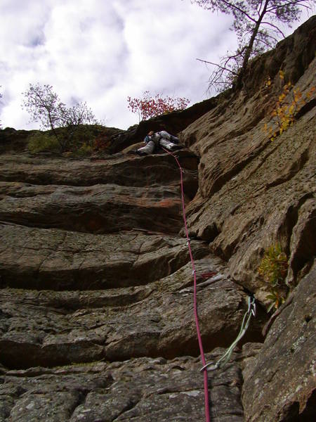 Andy Welter nearing the top of pitch 4