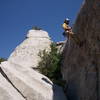 icsteveoh rapping down the 8's on practice rock, fun route to place mock trad gear too