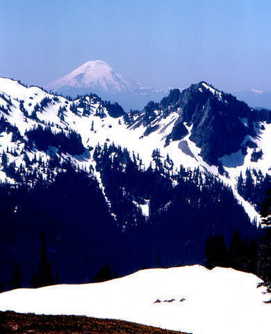 Mt St Helens, before it blew it's top.<br>
From Mt Rainier, 1976.<br>
Photo by Blitzo.