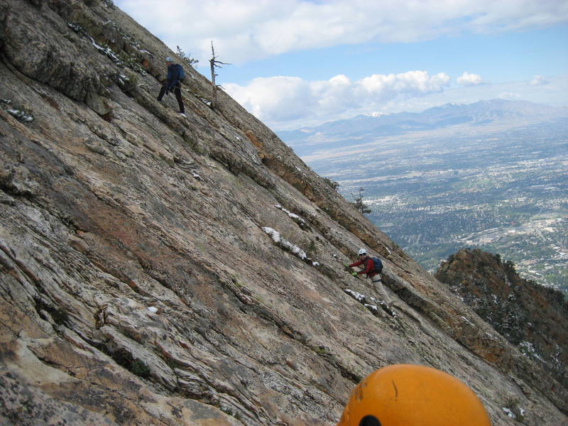 Two other climbers. Shows the steapness of the climb at about P6.