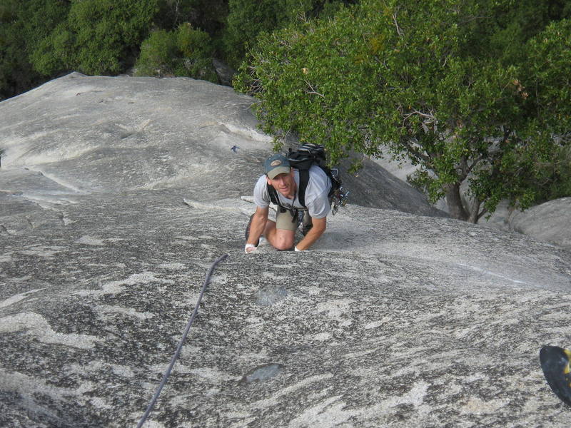 Kirk Hansen about to start into the fingery crux.