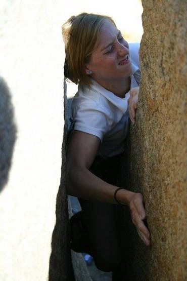 Nicole nearing the top.