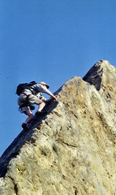 Sandal scramble on the arete.