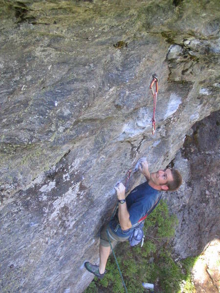 Adam Holmes eyes the next crimp.