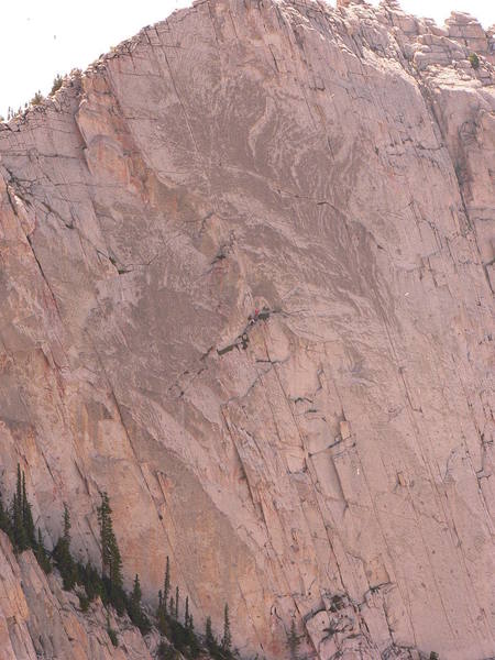 Another day in paradise. About to begin the fantastic final pitch of the lowe route, lone peak cirque.