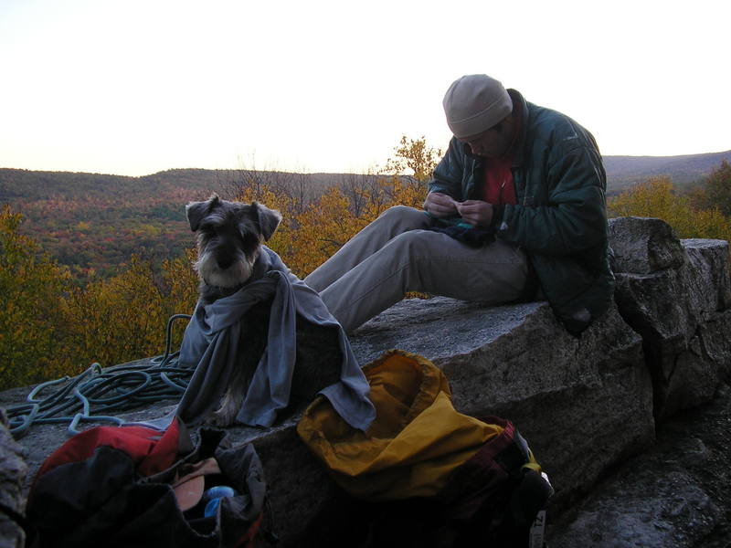 Barley and Ty Mack rounding off another amazing day at The Lost City, The Gunks.