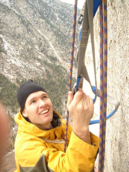 Adam moving up on the bolt ladder.