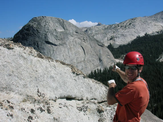 That's Fairview Dome!<br>
From top of DAFF (Dome Across From Fairview) Dome, Tuolumne Meadows, 2006. Photo by Ryan G.