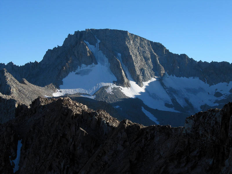 North face of Mt. Darwin. The ridge to the right leads to Mt. Mendel.
