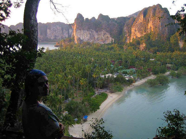 East Railay Beach at sunset. The high tide makes it much prettier. At low tide, it's hundreds of yards of mud.