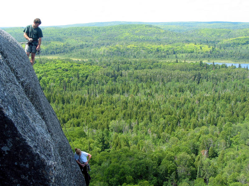 Krista Diez topping out on Rubble Trouble Direct, July 2003.