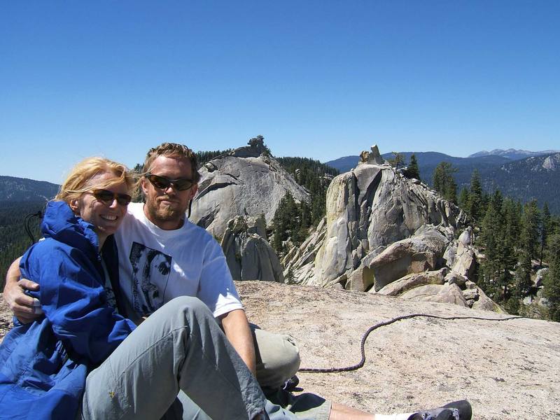 Hanging out with Karin on the summit of Warlock Needle. Photo by Josh Janes.