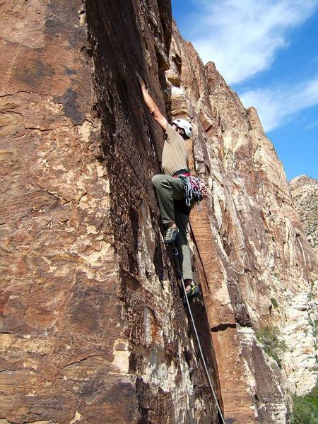 Paul Rasmussen leading Sand Felipe, fun climbing despite the excessive bolts.
