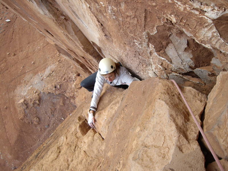 Swearing and rope tension prove to be an effective combo as Brandi escapes the Pitch 3 calcite hellhole.