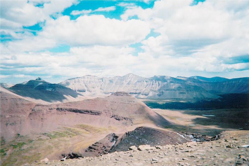 King's Peak, the highest point in Utah, along with its lofty neighbors. Photo taken from ridge between Red Castle and Wilson Peak. Great view of the lakes from here (not pictured).