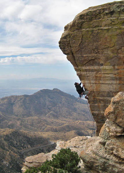 Caleb Bechman setting the record for the coldest and windiest ascent of Steve's Arete. Photo by Walter Pafford.