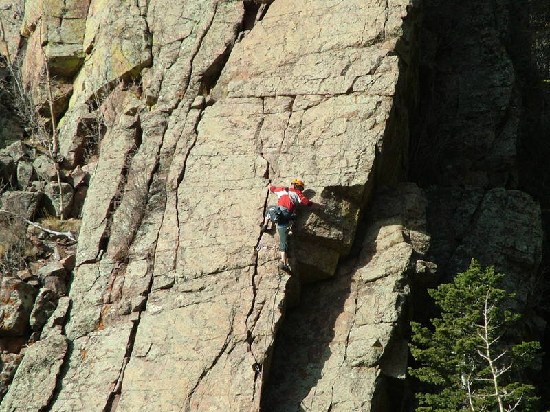 Chuck moving through the routes crux