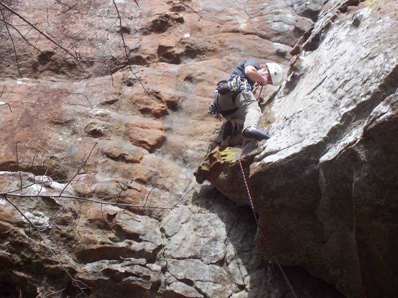 Mike just over Razorback Roof.