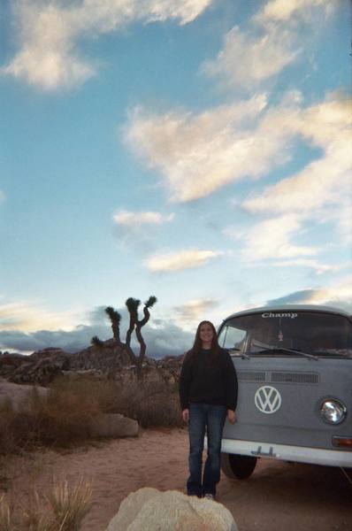 My bus (1969) and Rhondie in Jtree, that was a good trip. did the scariest lead at the Dairy Queen Wall ground fall runouts!