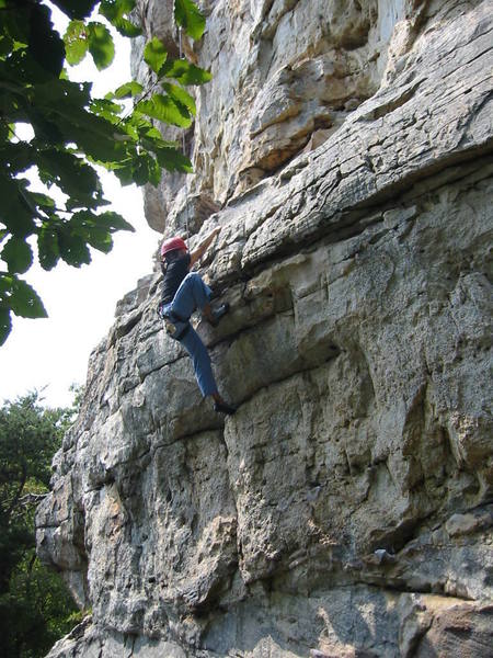 Huong shows her flexibility as she high-steps the overhang on Comfortably Numb.